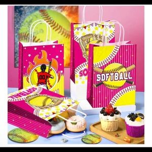 Vibrant Softball Party Gift Bags